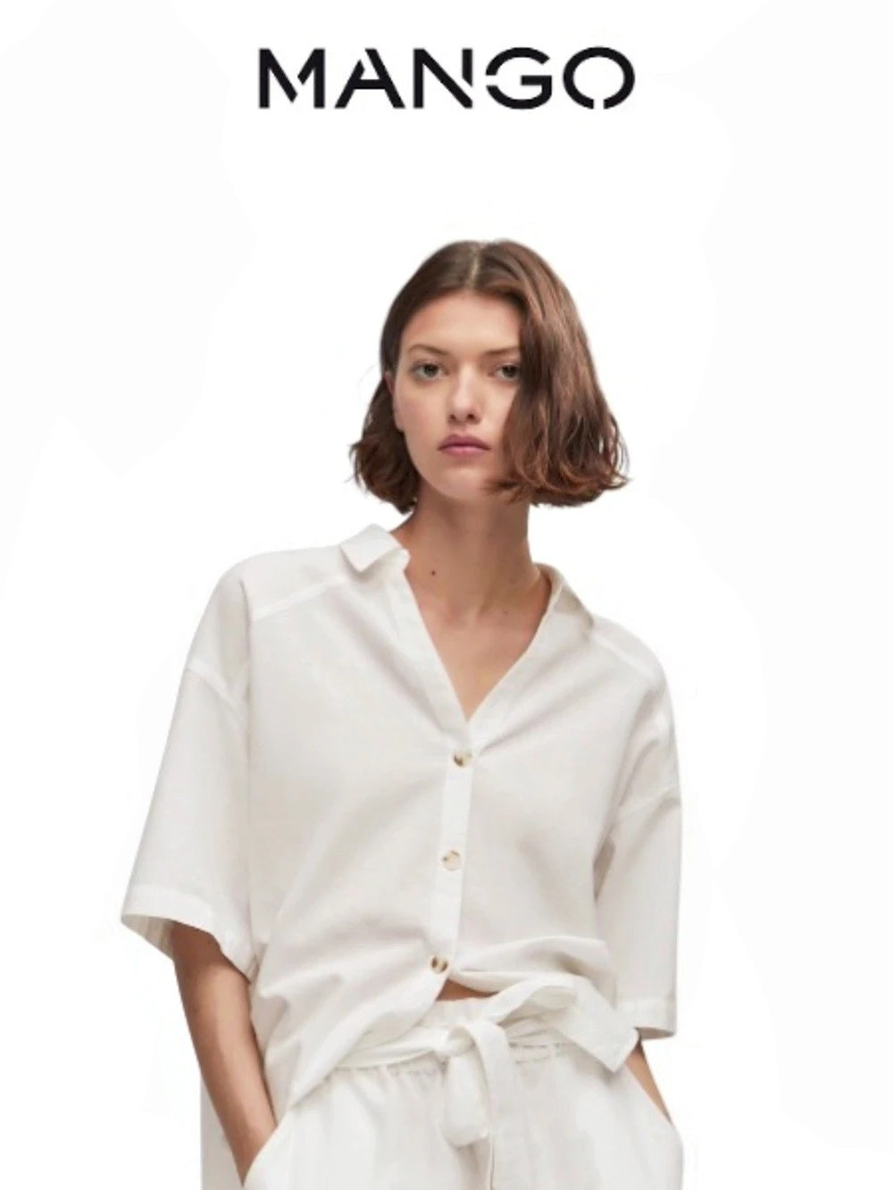 Mango White Button Down Shirt